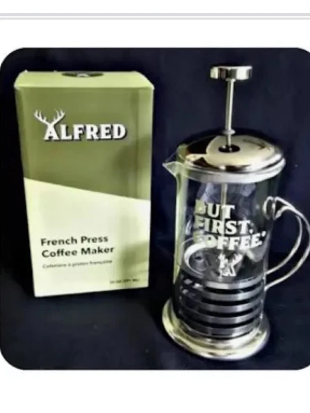 Alfred Glass French Press Coffee Maker with Chrome Accents
